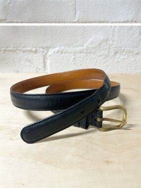 VTG COACH Black/Brown Tanned Cowhide Leather Belt #6600 Brass Buckle Sz 36”/90cm